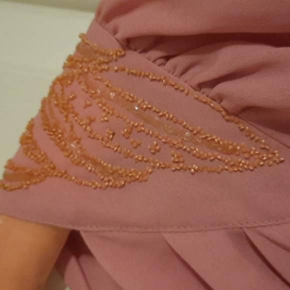 Vintage L.T.D. pink mauve dress by Roberta size 9/10 beautiful seed bead detail - Picture 5 of 9